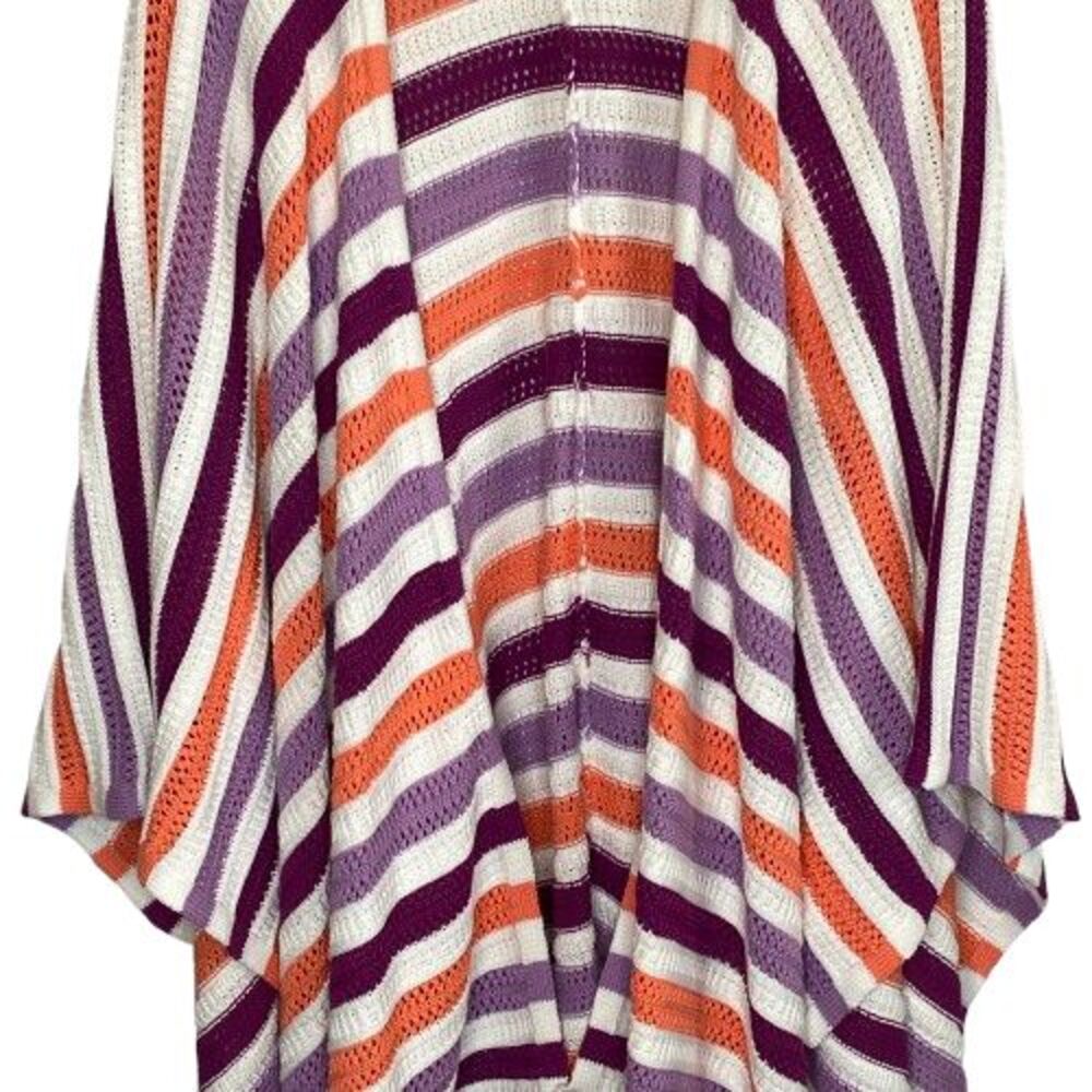 Talbots Purple and Orange Striped Poncho - Picture 3 of 16
